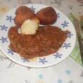 Petőfi szelet burgonya fánkkal